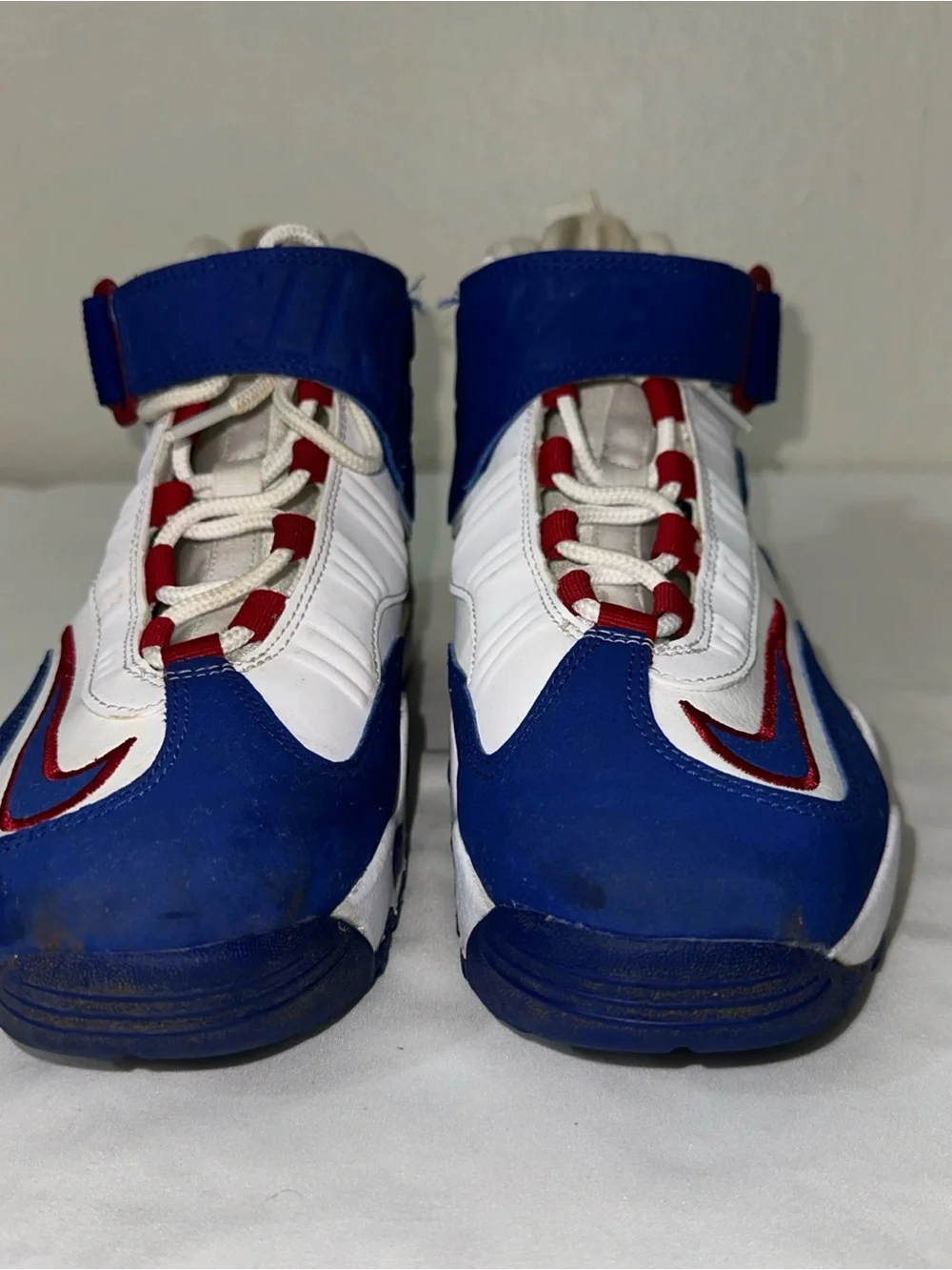 Nike Kids White, Blue & Red Retro Strap High-Tops